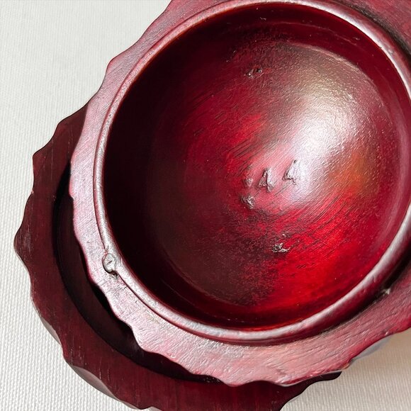 Vintage Hand Carved Cabbage Rosewood Trinket Box Natural Solid Wood Decor - Picture 5 of 11